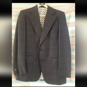 Celano's Suit Jacket Chicago Mob Headquarters Michigan Ave Black Blue Wool